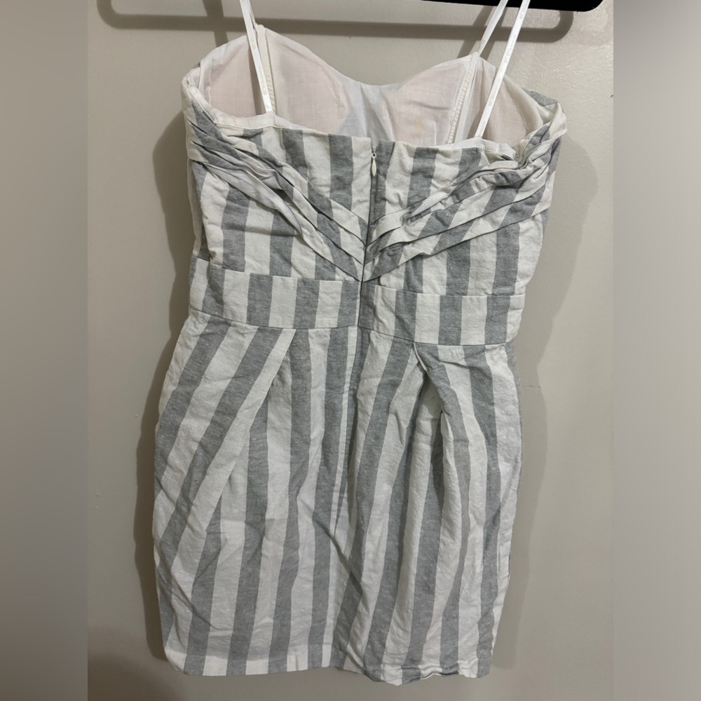 Bcbgeneration Gray White Strapless Striped Mini D… - image 3